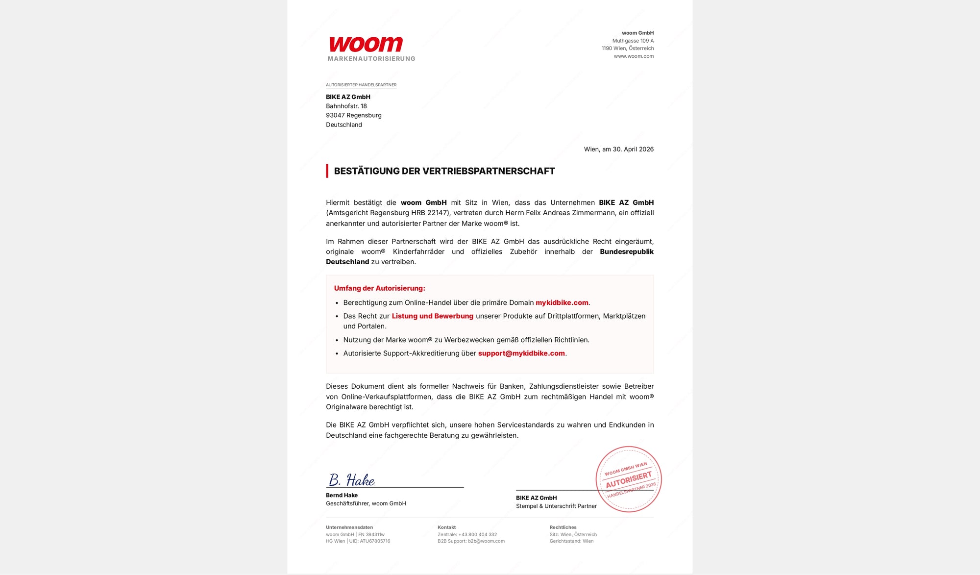 Offizielle Genehmigung von woom